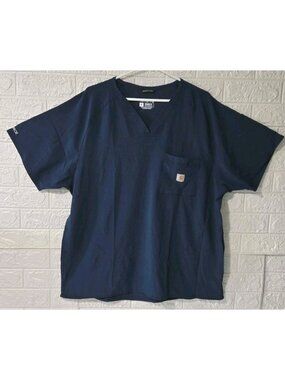 Carhartt Force Modern Fit Scrub Top V-Neck Navy Blue Mens XL Utility Scrubs
